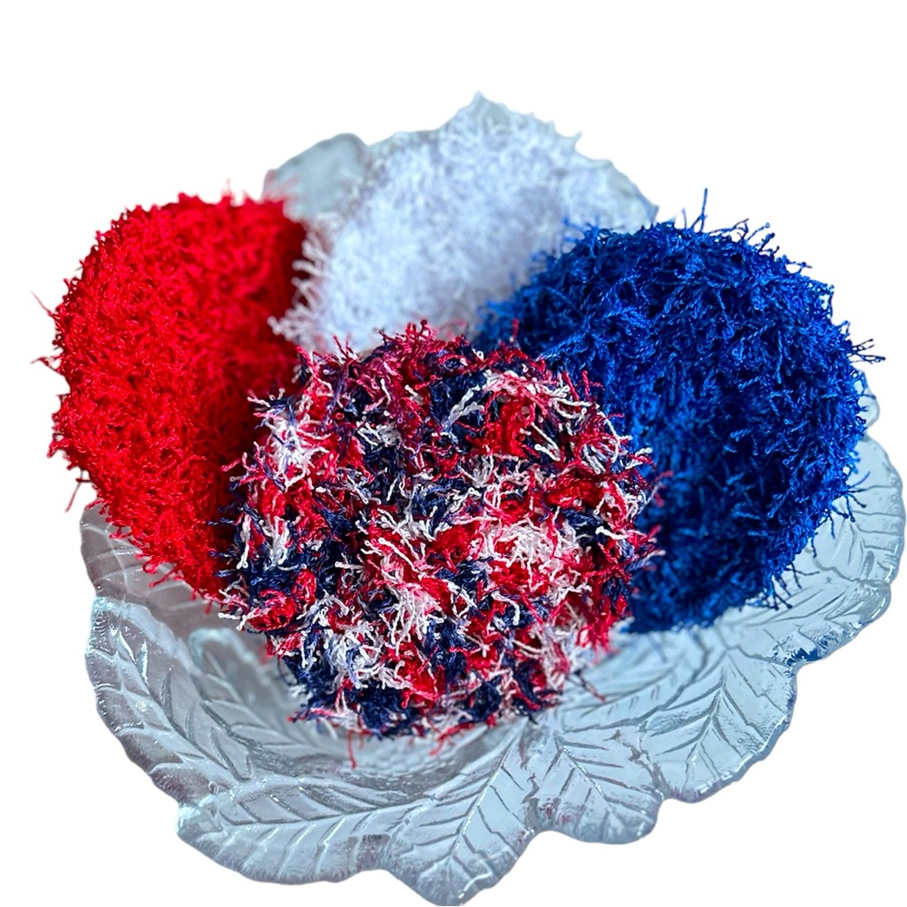 HAND CRAFTED Crocheted Colorful Polyester Reusable Kitchen Dish Scrubbing Pads